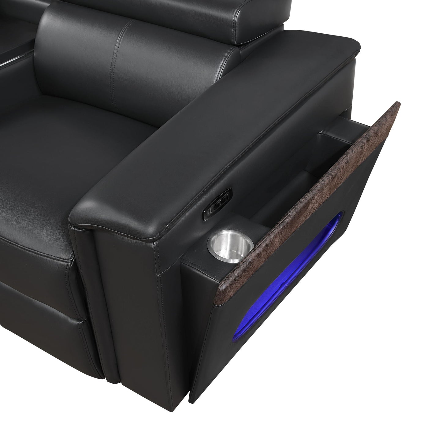 Nova - Sectional With Bluetooth Speaker, LED And Lifting Wine Cabinet