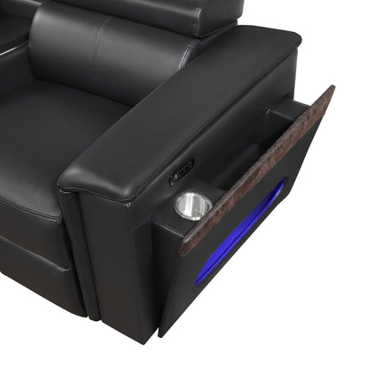 Nova - Sectional With Bluetooth Speaker, LED And Lifting Wine Cabinet