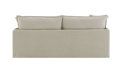Beige Patterned Linen Sofa with Two Toss Pillows
