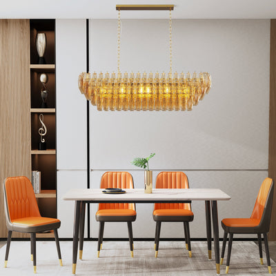 Modern Chandeliers for Dining Room, 54" Large Rectangle Gold Kitchen Chandelier Over Table