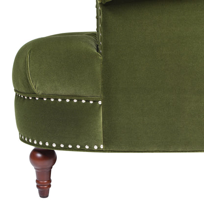 La Rosa Victorian Tufted Upholstered Accent Chair, Olive Green Performance Velvet