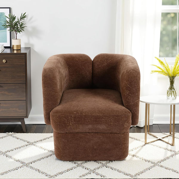 Shelter-Back Accent Chair with Cushioned Seat & Soft Fabric Upholstery – Comfortable & Stylish Office and Home Decor Lounge Chair for Bedroom & Living Room – 28", Brown