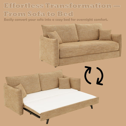 Cadie Mocha Convertible Sleeper Sofa with Two Pillows