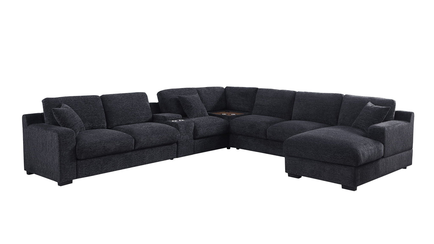 Celine - Fabric Corner Sectional Sofa With Right-Facing Chaise, Cupholders, And Charging Ports