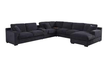 Celine - Fabric Corner Sectional Sofa With Right-Facing Chaise, Cupholders, And Charging Ports