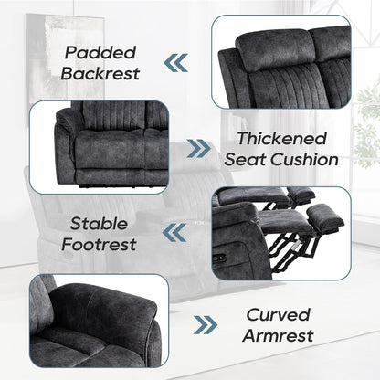 Zero Gravity Reclining Sofa Set, Power Recliner Living Room Set with Adjustable Headrest, Power Reclining Sofa and Loveseat Set with USB Port/Console/Cup Holders for Living Room(Grey)