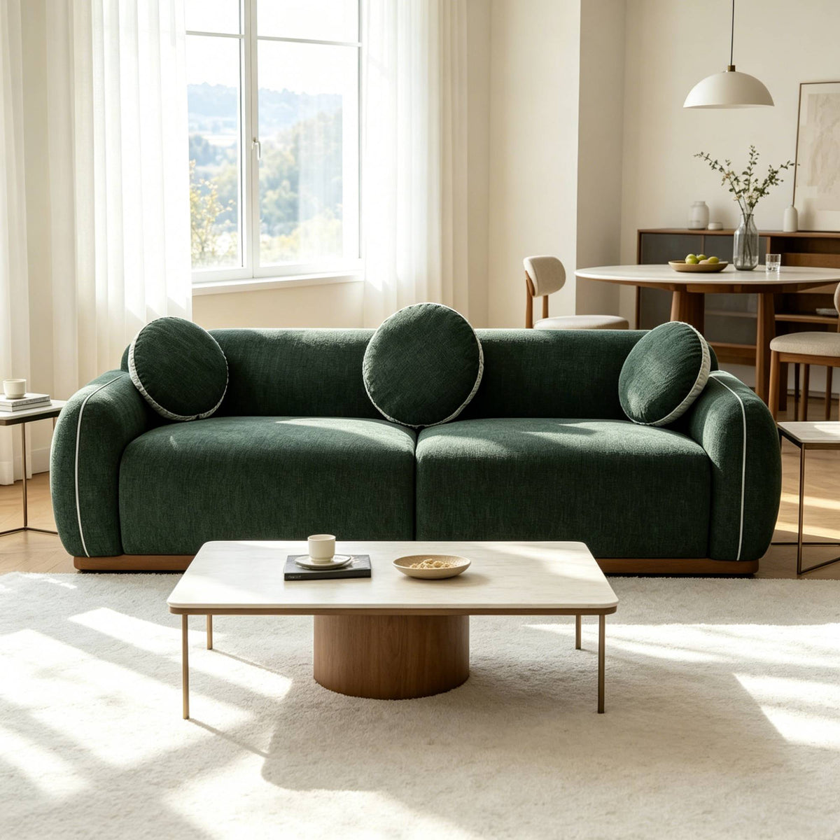 Modern Curved Chenille Sofa