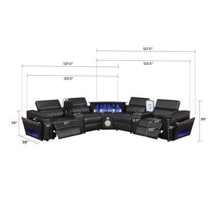 Nova - Sectional With Bluetooth Speaker, LED And Lifting Wine Cabinet
