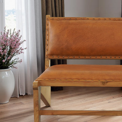 The Arden Leather & Solid Wood Accent Chair