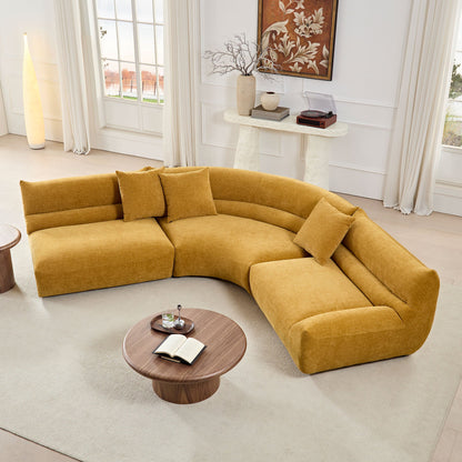 Modular Curved Sectional Sofa, 3-Piece Free-Form Configuration