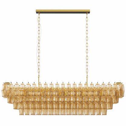 Modern Chandeliers for Dining Room, 54" Large Rectangle Gold Kitchen Chandelier Over Table