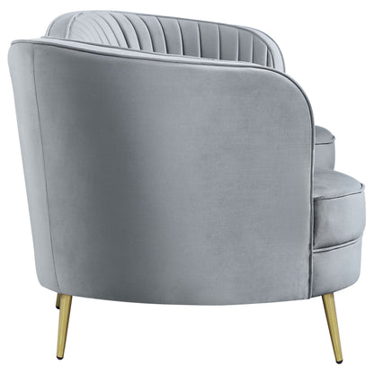Reigha - Upholstered Sofa Lounge Furniture With Channel Tufted Backrest - Gray