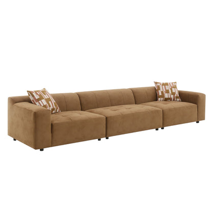 Chocolate Suede-Effect Modular Sectional with Two Toss Pillows