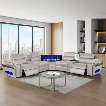 Nova - Sectional With Bluetooth Speaker, LED And Lifting Wine Cabinet