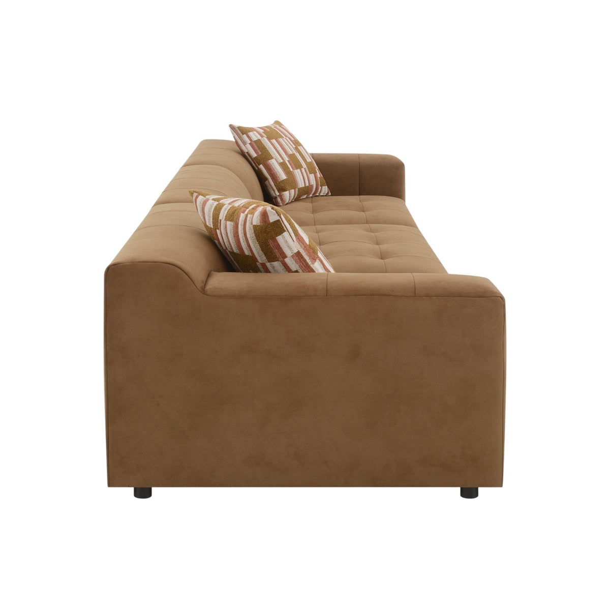 Chocolate Suede-Effect Modular Sectional with Two Toss Pillows