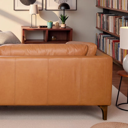 Bellrose Mid-Century Modern Genuine Leather Sofa