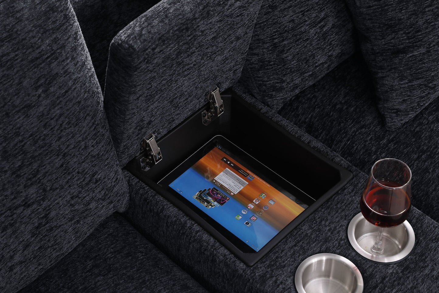 Celine - Fabric Corner Sectional Sofa With Right-Facing Chaise, Cupholders, And Charging Ports