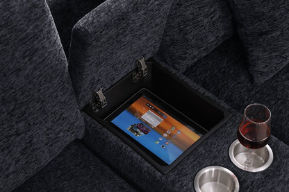 Celine - Fabric Corner Sectional Sofa With Right-Facing Chaise, Cupholders, And Charging Ports