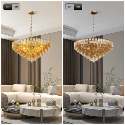37" Extra Large 14-Light Gold Modern Round Chandelier