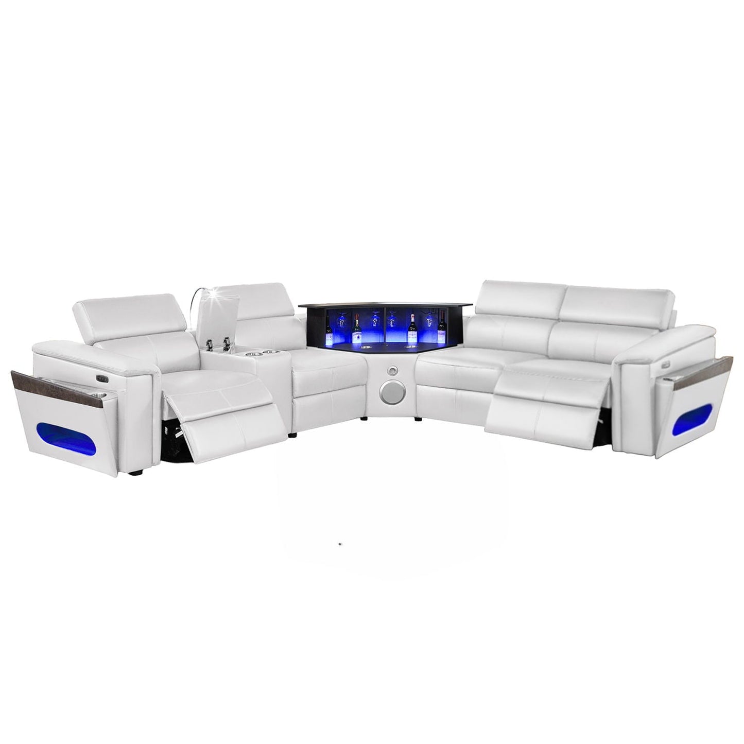 Nova - Sectional With Bluetooth Speaker, LED And Lifting Wine Cabinet