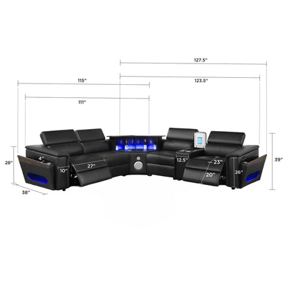Nova - Sectional With Bluetooth Speaker, LED And Lifting Wine Cabinet