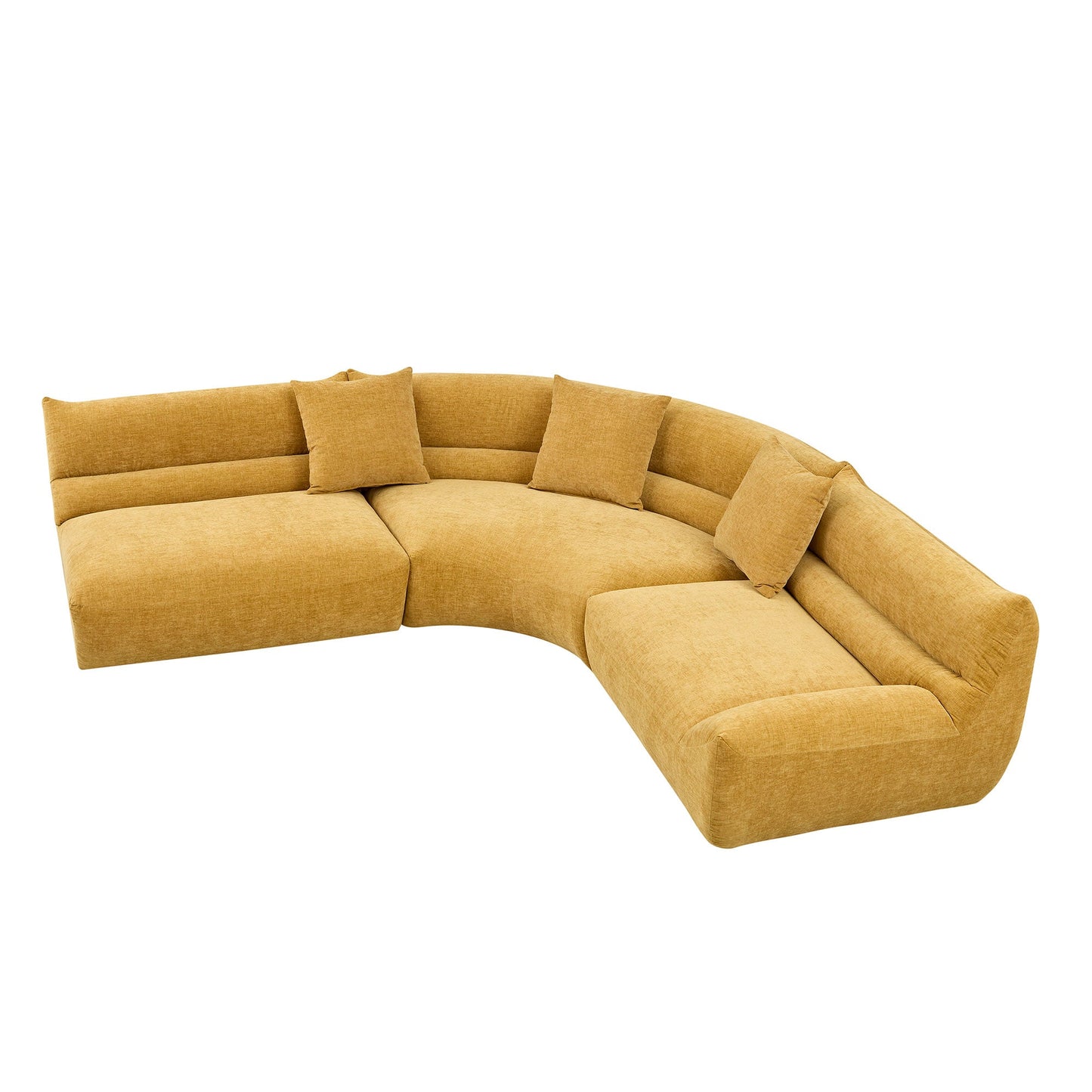 Modular Curved Sectional Sofa, 3-Piece Free-Form Configuration