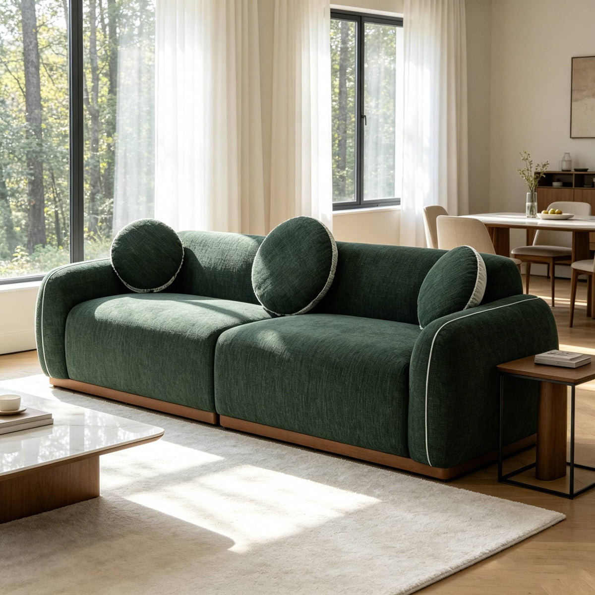 Modern Curved Chenille Sofa