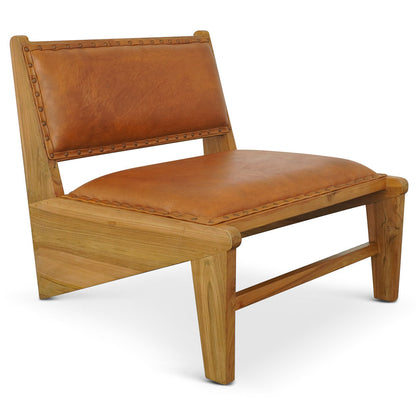The Arden Leather & Solid Wood Accent Chair