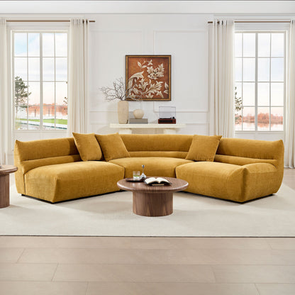 Modular Curved Sectional Sofa, 3-Piece Free-Form Configuration