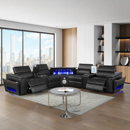 Nova - Sectional With Bluetooth Speaker, LED And Lifting Wine Cabinet