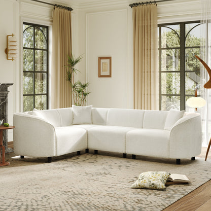 Aurelia 104″ Curved Bouclé Sectional Sofa – Beige