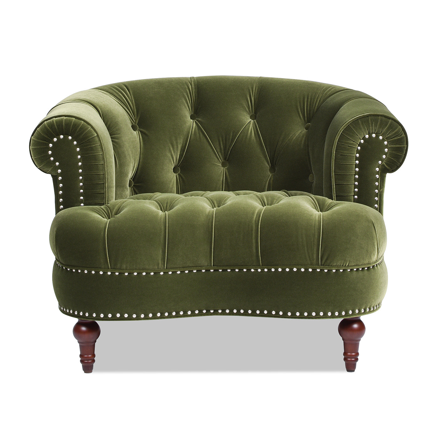 La Rosa Victorian Tufted Upholstered Accent Chair, Olive Green Performance Velvet