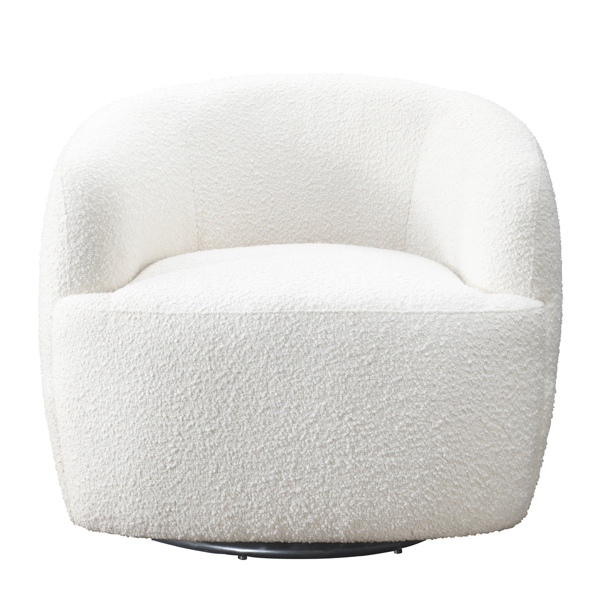 Teddy Boucle Accent Chair with Swivel Base - White