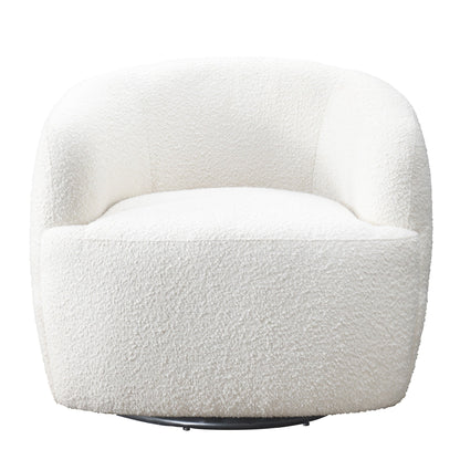 Teddy Boucle Accent Chair with Swivel Base - White