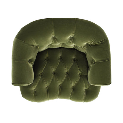 La Rosa Victorian Tufted Upholstered Accent Chair, Olive Green Performance Velvet