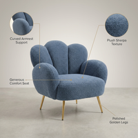 Accent Chair Built for Modern Living, Plush Sherpa Fabric, Golden Legs, Reading Armchair — infographic