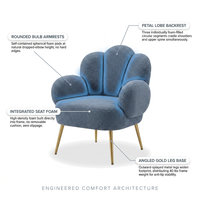 Blue Accent Sherpa Chair Comfy Modern Living Room Chair Teddy Fabric Mid Century Bedroom Chair with Golden Legs Arm Chair for Reading Bedroom Single — How It Works