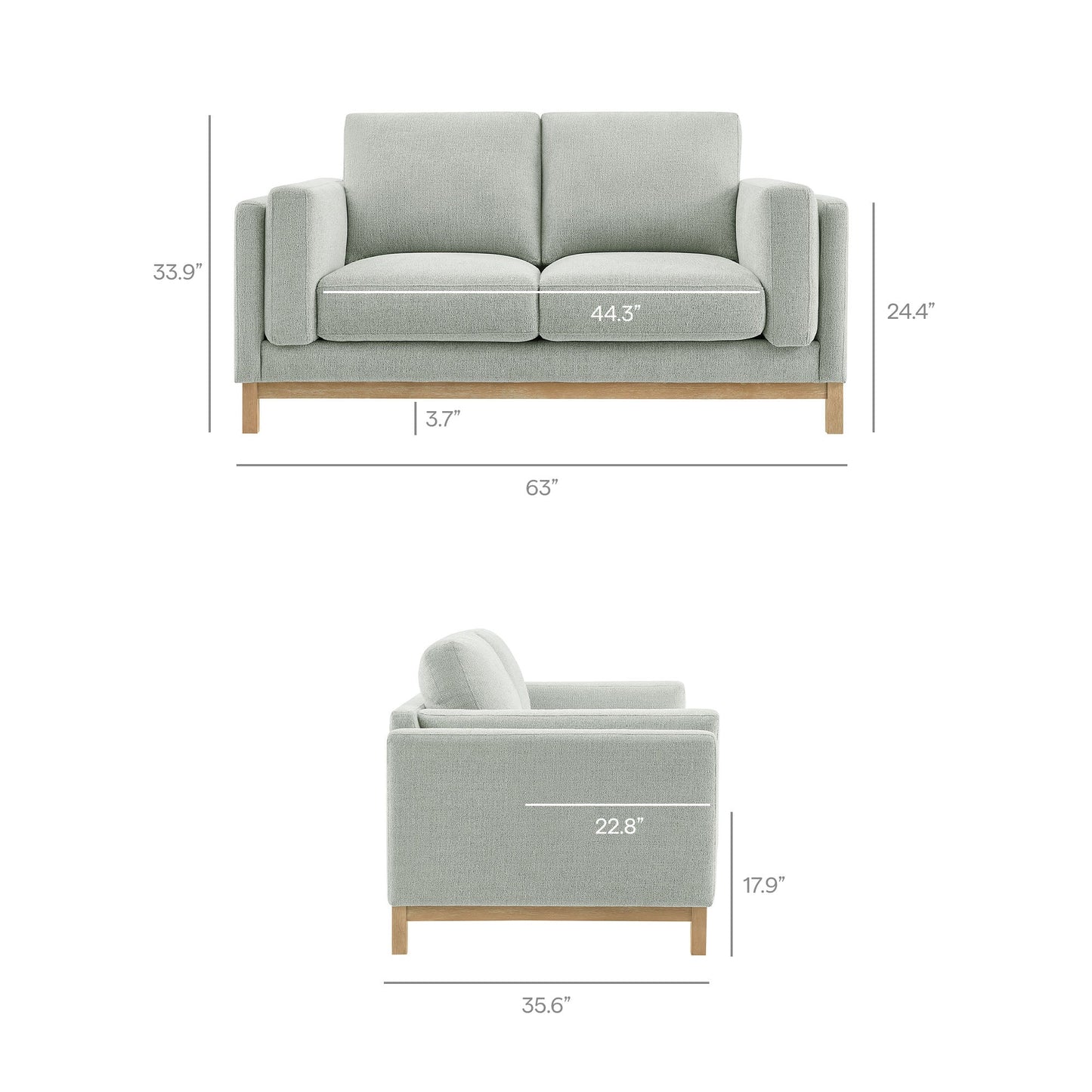 Roscoe 63 Inch Fabric Loveseat by Modway