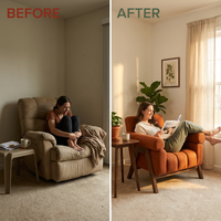 Minimalist Lounge Chair Upholstered Accent Chair — Before & After
