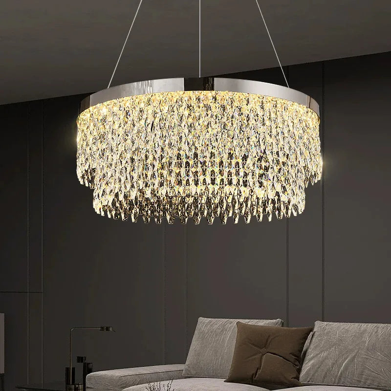 Luxury Crystal Chandelier – Modern LED Ceiling Light for Living & Dining Room