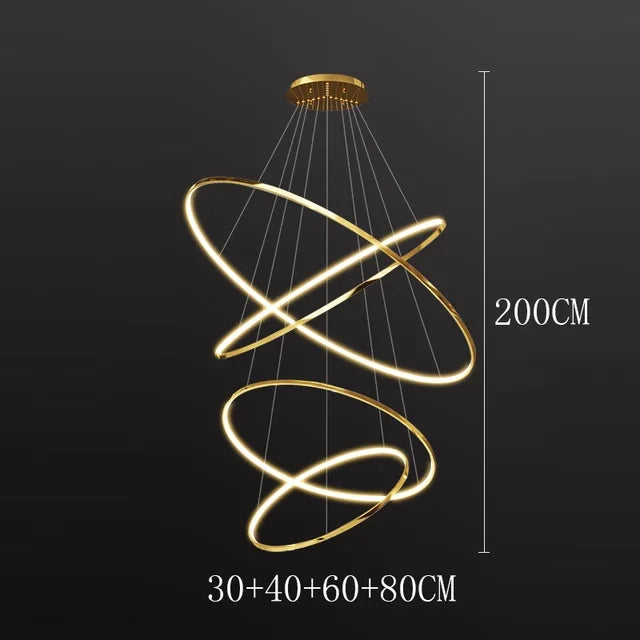 Modern Black Gold Aluminum Staircase Pendant Light