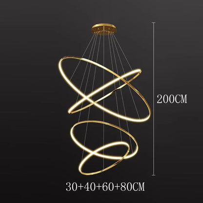 Modern Black Gold Aluminum Staircase Pendant Light