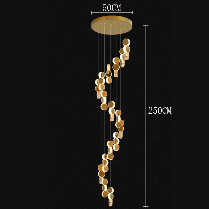 Cascading Crystal Staircase Chandelier | Modern LED Pendant Light for High Ceilings & Foyers