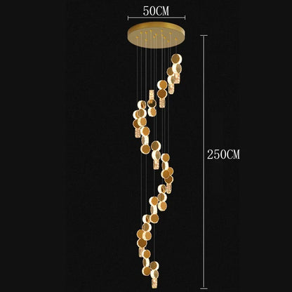 Cascading Crystal Staircase Chandelier | Modern LED Pendant Light for High Ceilings & Foyers
