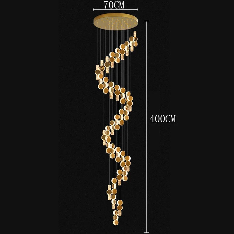 Cascading Crystal Staircase Chandelier | Modern LED Pendant Light for High Ceilings & Foyers