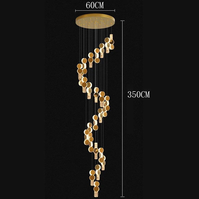 Cascading Crystal Staircase Chandelier | Modern LED Pendant Light for High Ceilings & Foyers