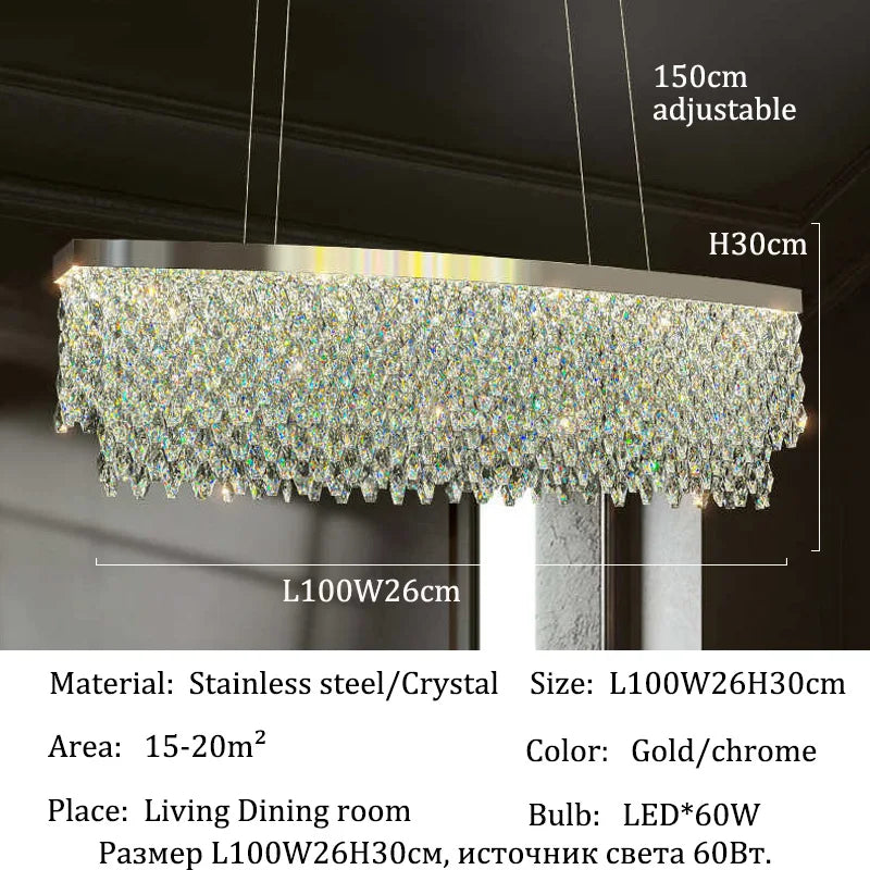 Luxury Crystal Chandelier – Modern LED Ceiling Light for Living & Dining Room