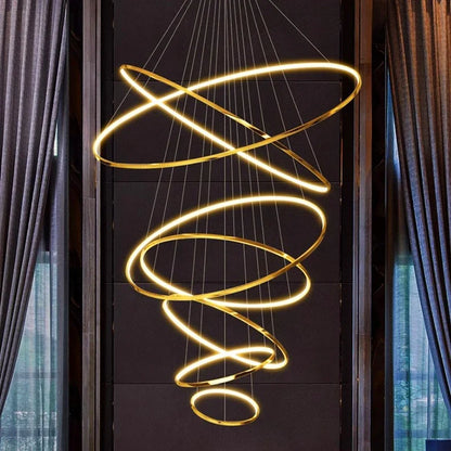 Nordic Ring Chandelier – Multi-Ring LED Pendant Light for Living & Dining Room