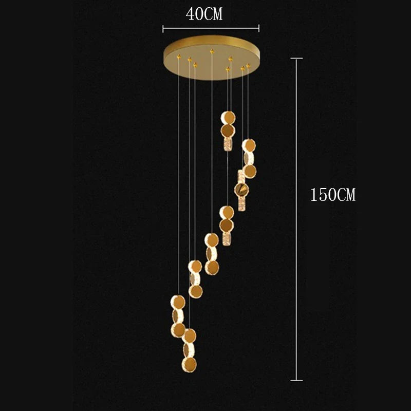 Cascading Crystal Staircase Chandelier | Modern LED Pendant Light for High Ceilings & Foyers