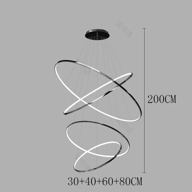 Modern Black Gold Aluminum Staircase Pendant Light